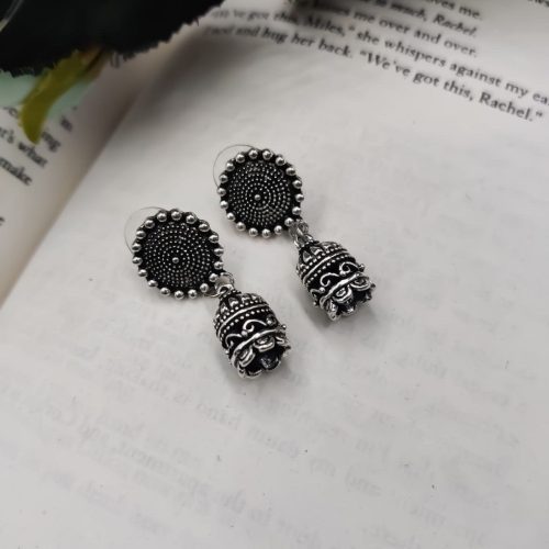 Silver-Oxidized-German-Silver-Casual-Wear-Jhumka-Earrings