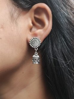Silver-Oxidized-German-Silver-Casual-Wear-Jhumka-Earrings