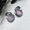 Silver replica elephant design earrings with Monalisa stone studs, perfect for casual wear