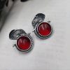 Silver replica elephant design earrings with Monalisa stone studs, perfect for casual wear