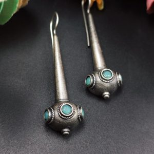 Antique-Silver-Replica-Oxidised-Drop-Design-Tribal-Handcrafted-Hook-Earrings