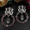 Oxidised-Lord-Ganesha-Silver-Replica-Earrings-With-Stone-Work