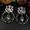 Oxidised-Lord-Ganesha-Silver-Replica-Earrings-With-Stone-Work