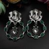 Oxidised-Lord-Ganesha-Silver-Replica-Earrings-With-Stone-Work