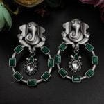 Trendy Oxidised Ganesha Earrings | Stylish Silver Replica Jewelry for Women