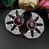 Silver-Replica-Monalisa-Stone-Dangler-Earrings-Half-Round-Stud-Earrings