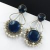 Hand-made silver earrings featuring a stone resembling the Monalisa Stone