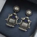 HandMade Earrings | Best Silver Replica Monalisa Stone Stud with Pearl Work - "Amethyst"