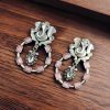 Oxidised Lord Ganesha Silver Replica Earrings With Stone Work - Light Weight Earring