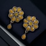 Bulk 46 Best Daily Wear Earrings - Designer Round Shape Oxidised Stone Work Stud Earrings For Girls - "Yellow"