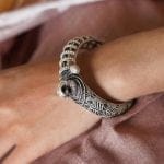 Designer Peacock Silver Replica Kada Bangle For Girls - Best Opeanable Bracelet