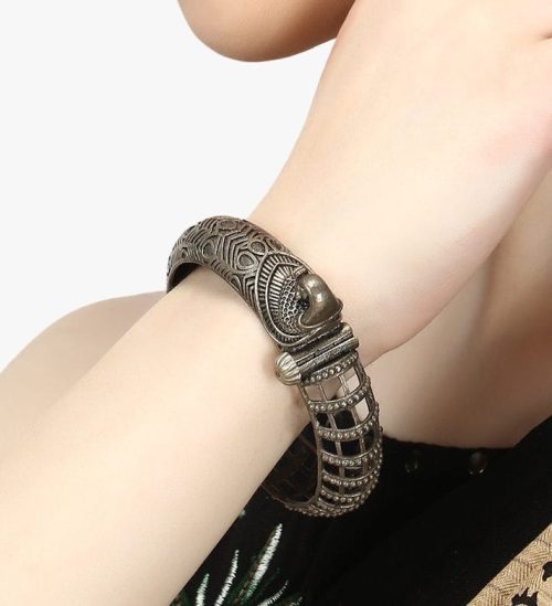 Designer-Peacock-Silver-Replica-Kada-Bangle-For-Girls-Opeanable-Bracelet