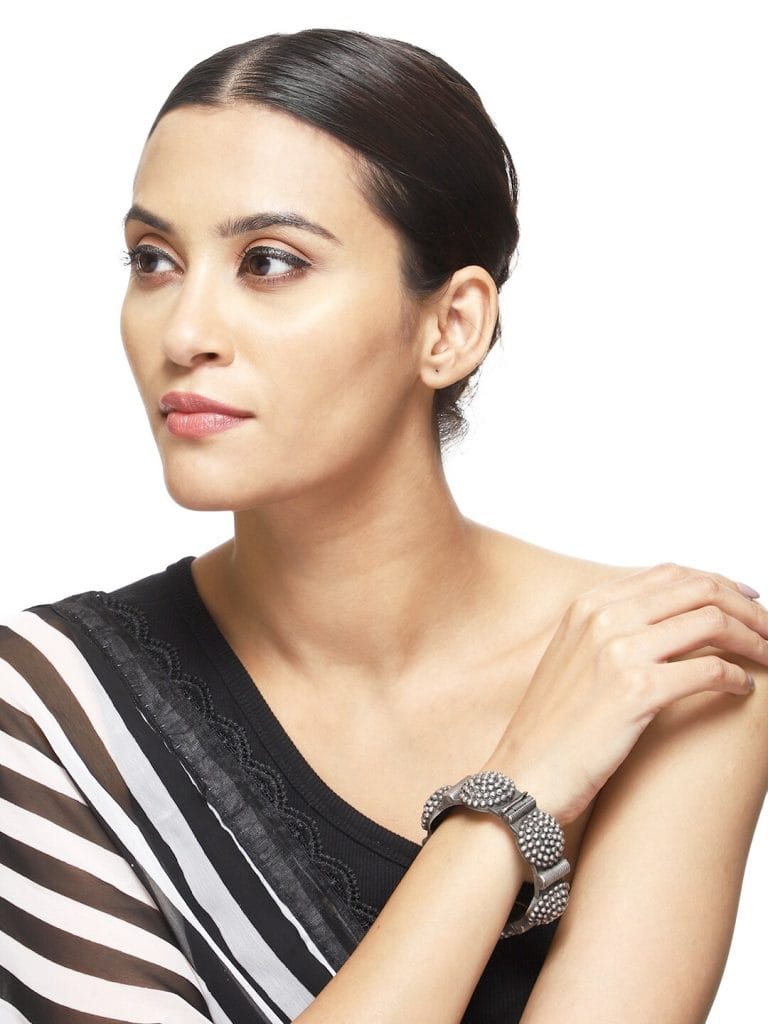 Antique Kada Bangle in Silver Replica Banjara Style For Girls - Opeanable Bracelet