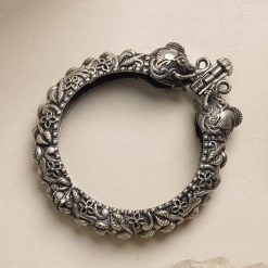 Traditional-Silver-Replica-Elephant-Kada-Bangle-For-Girls