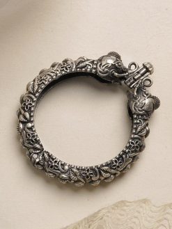 Traditional-Silver-Replica-Elephant-Kada-Bangle-For-Girls