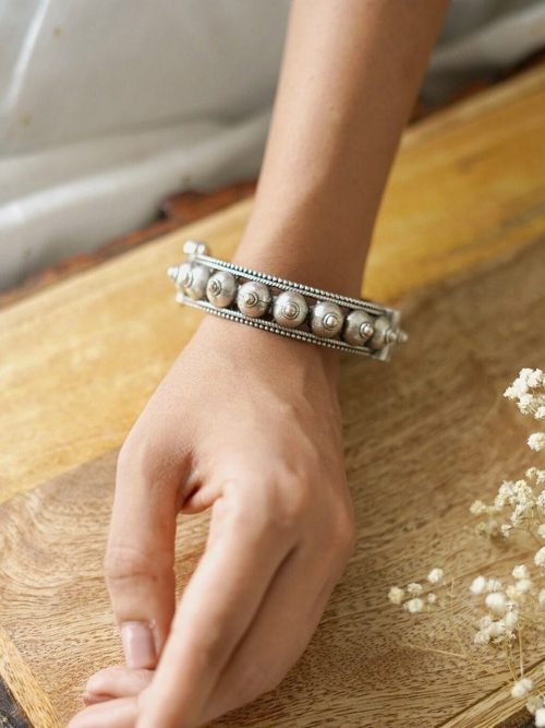 Traditional-Silver-Replica-Kada-Bangle-For-Girls-Opeanable-Bracelet