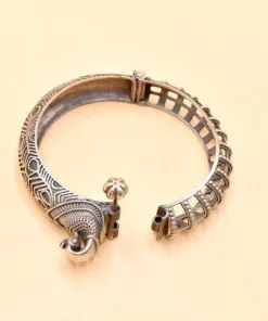 Designer-Peacock-Silver-Replica-Kada-Bangle-For-Girls-Opeanable-Bracelet
