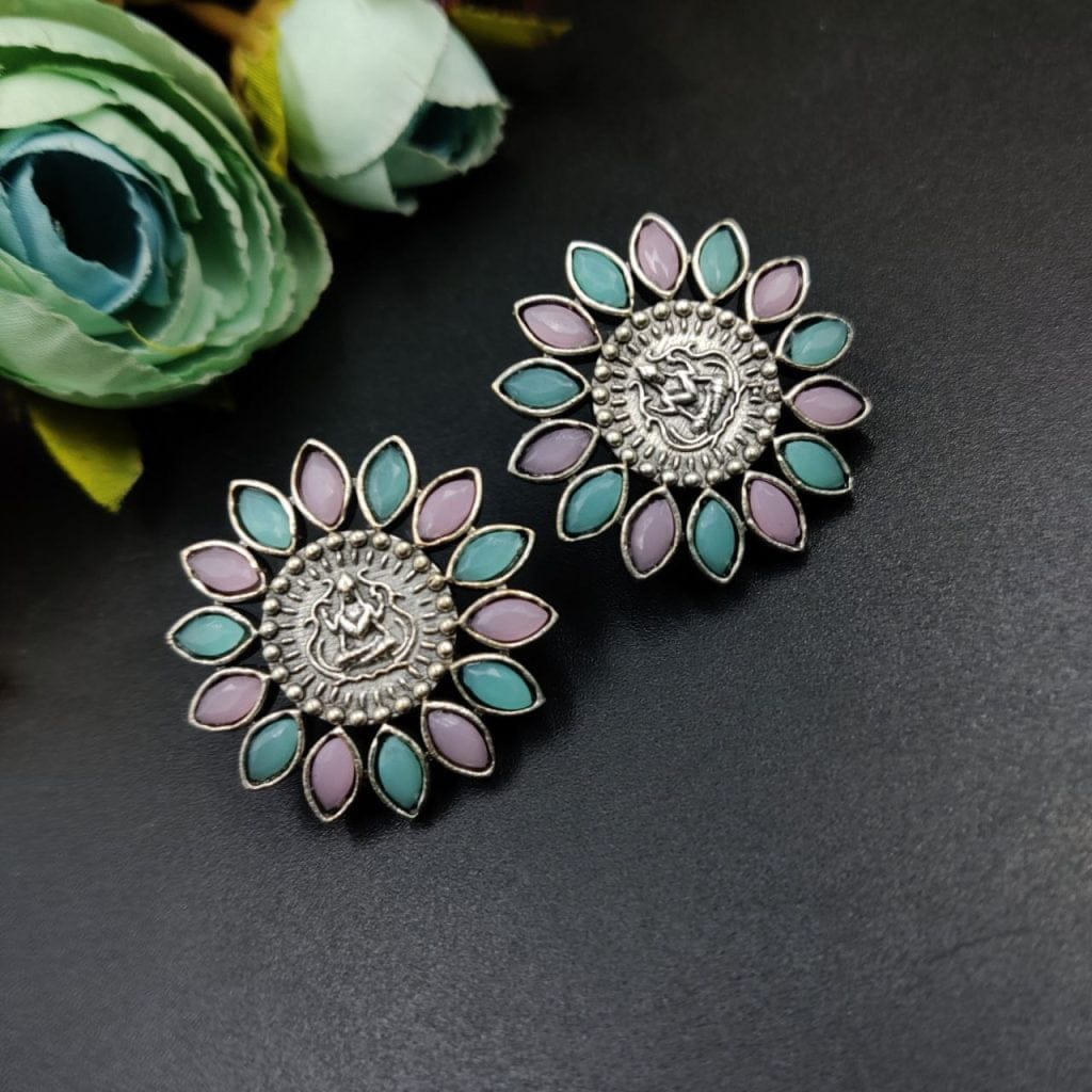 Designer Spiritual Earrings - Best Oxidised Replica Stud Earring For Girls