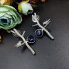 Antique-Silver-Replica-Bird-Earrings-Monalisa-Stone-Stud-Casual-Earring