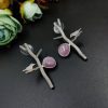 Antique-Silver-Replica-Bird-Earrings-Monalisa-Stone-Stud-Casual-Earring