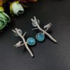 Antique-Silver-Replica-Bird-Earrings-Monalisa-Stone-Stud-Casual-Earring