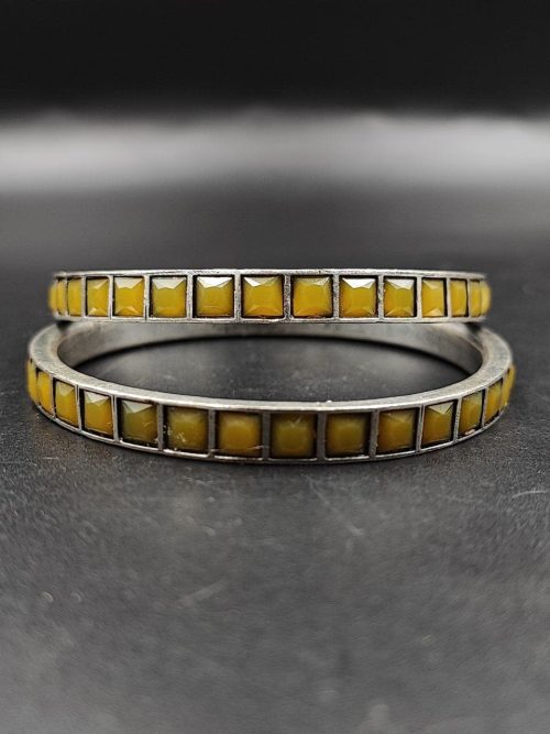 Silver-Look-aLike-Oxidised-Stone-Replica-Bangle