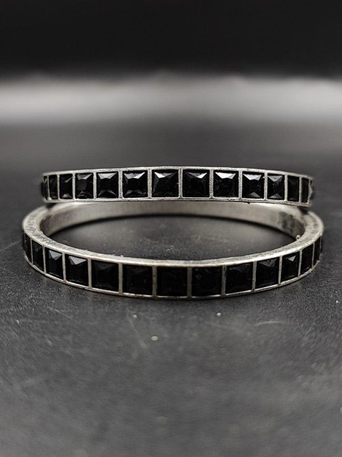 Silver-Look-aLike-Oxidised-Stone-Replica-Bangle