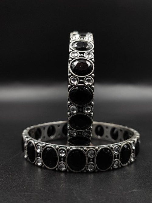 Silver-Replica-Stone-Bangles-Chudiya-Antique-Silver-Lool-alike-Bangle