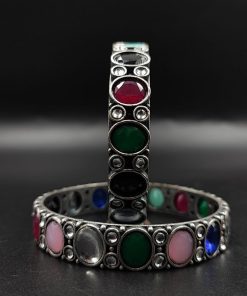 Silver-Replica-Stone-Bangles-Chudiya-Antique-Silver-Lool-alike-Bangle