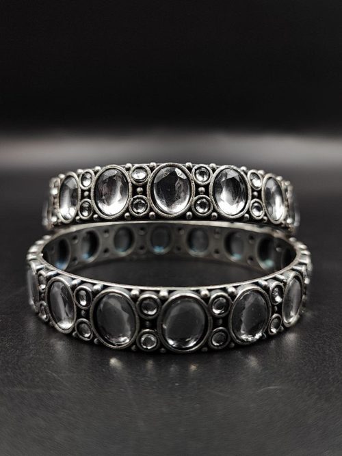 Silver-Replica-Stone-Bangles-Chudiya-Antique-Silver-Lool-alike-Bangle