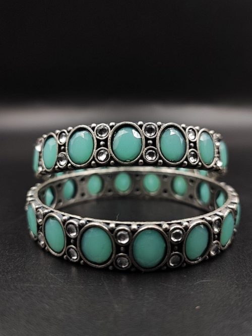 Silver-Replica-Stone-Bangles-Chudiya-Antique-Silver-Lool-alike-Bangle