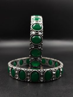 Silver-Replica-Stone-Bangles-Chudiya-Antique-Silver-Lool-alike-Bangle