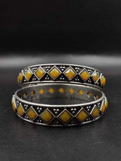 Designer-Oxidised-Bangle-Chudi-in-Silver-Look-Like-Plated-Silver-Replica-Bangles
