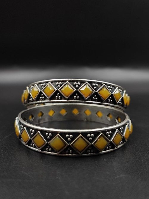 Designer-Oxidised-Bangle-Chudi-in-Silver-Look-Like-Plated-Silver-Replica-Bangles