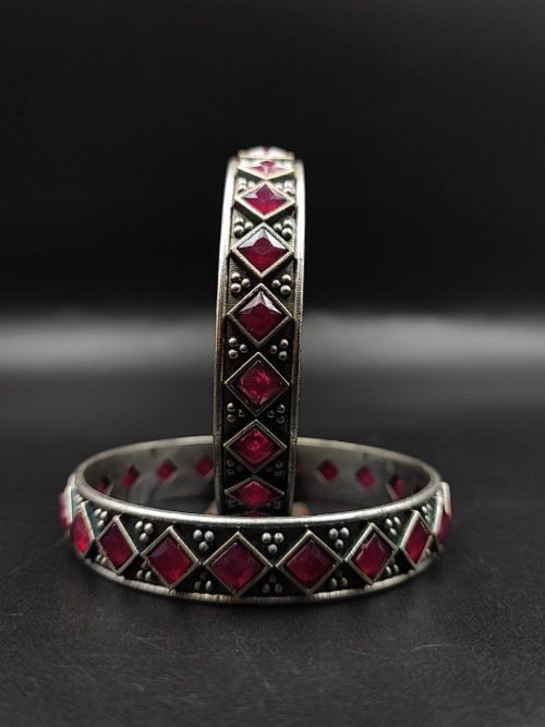 Designer-Oxidised-Bangle-Chudi-in-Silver-Look-Like-Plated-Silver-Replica-Bangles