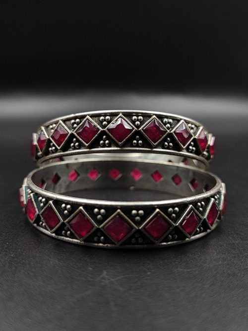 Designer-Oxidised-Bangle-Chudi-in-Silver-Look-Like-Plated-Silver-Replica-Bangles