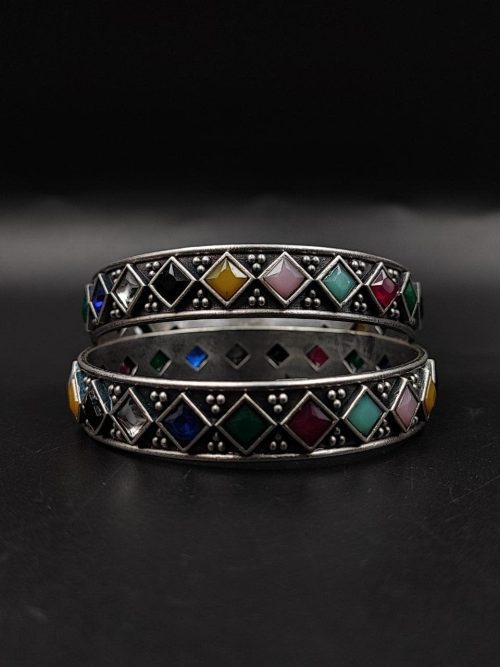 Designer-Oxidised-Bangle-Chudi-in-Silver-Look-Like-Plated-Silver-Replica-Bangles