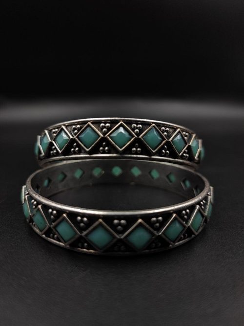 Designer-Oxidised-Bangle-Chudi-in-Silver-Look-Like-Plated-Silver-Replica-Bangles