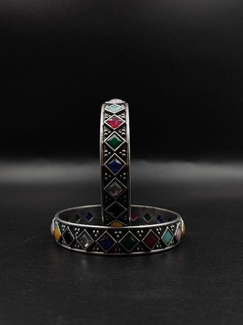 Designer-Oxidised-Bangle-Chudi-in-Silver-Look-Like-Plated-Silver-Replica-Bangles
