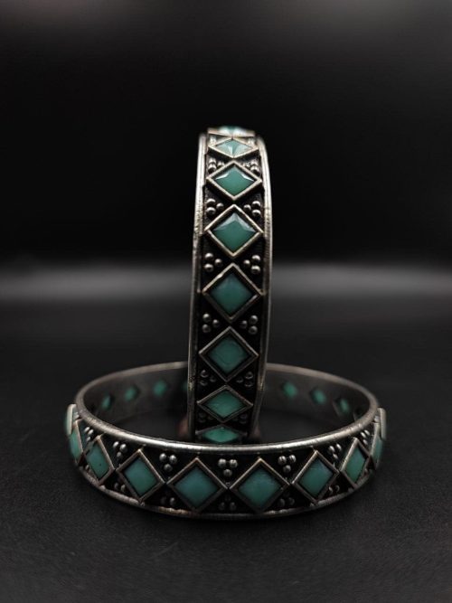 Designer-Oxidised-Bangle-Chudi-in-Silver-Look-Like-Plated-Silver-Replica-Bangles