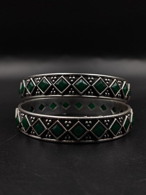 Designer-Oxidised-Bangle-Chudi-in-Silver-Look-Like-Plated-Silver-Replica-Bangles