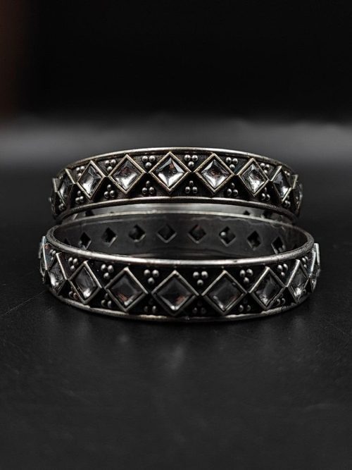 Designer-Oxidised-Bangle-Chudi-in-Silver-Look-Like-Plated-Silver-Replica-Bangles