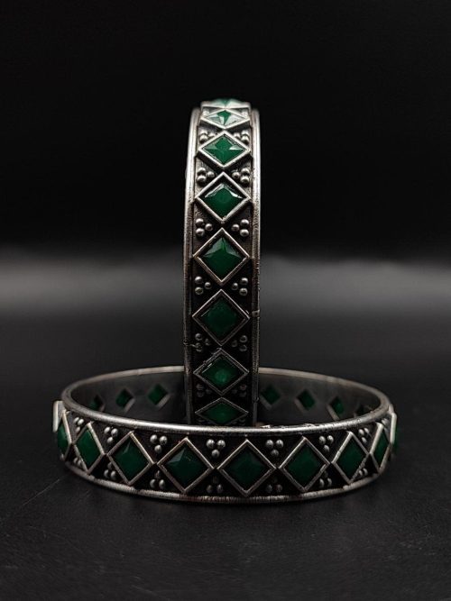 Designer-Oxidised-Bangle-Chudi-in-Silver-Look-Like-Plated-Silver-Replica-Bangles