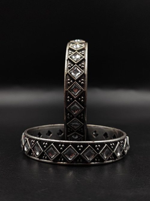 Designer-Oxidised-Bangle-Chudi-in-Silver-Look-Like-Plated-Silver-Replica-Bangles