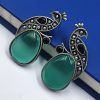 Jaipuri-Oxidised-Silver-Replica-Peacock-Earrings-With-Monalisa-Stone-and-Pearl-Work