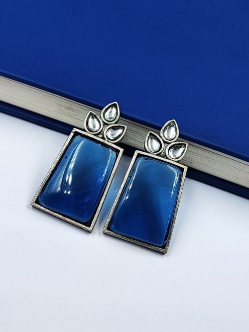Monalisa-Stone-Jewellery-Oxidised-Silver-Replica-Stone-Stud-Earrings