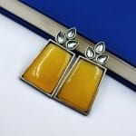 Premium Quality Monalisa Stone Jewellery - Oxidised Silver Replica Stone Stud Earrings