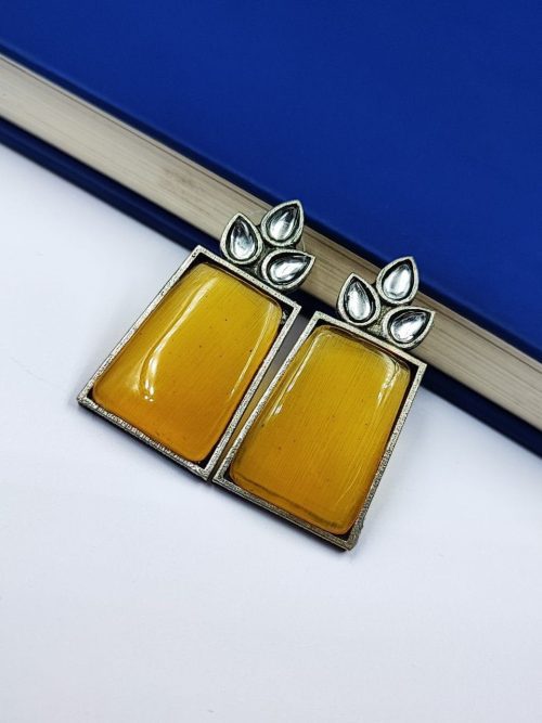 Monalisa-Stone-Jewellery-Oxidised-Silver-Replica-Stone-Stud-Earrings