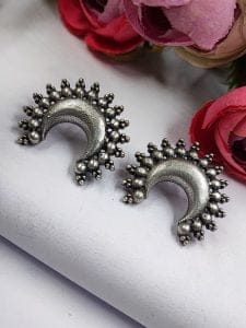 Premium Quality Oxidised Stud Earrings - Silver Look Like Stud