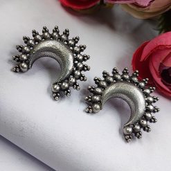Premium-Quality-Oxidised-Stud-Earrings-Silver-Look-Like-Chand-Style-Stud-Earring